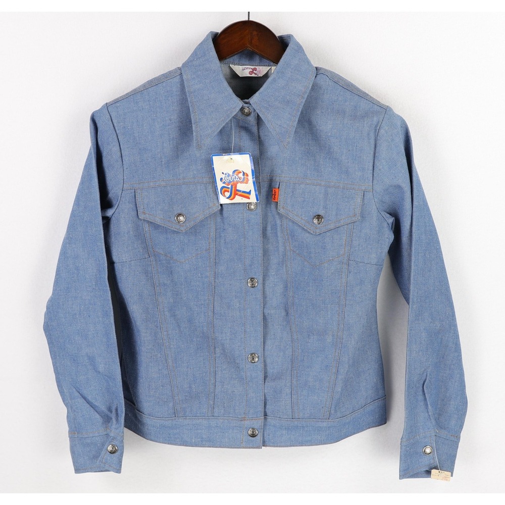 Levis‎ Jacket Womens Medium Blue Denim Western Orange Tab Panatela USA VTG NEW